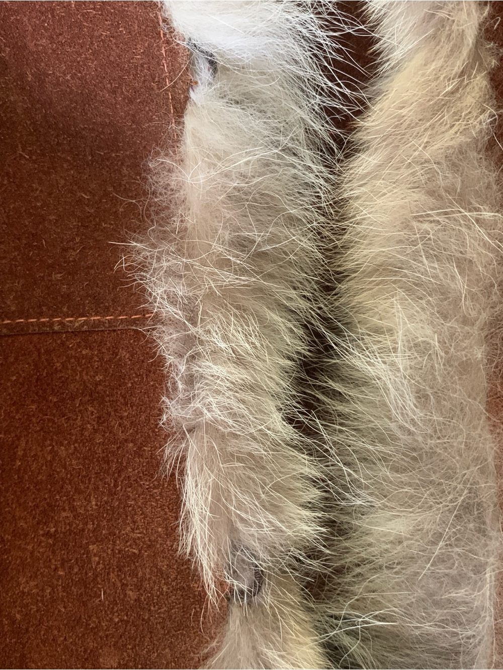 Vintage 100% Leather Chestnut Cape with Fur Trim - Picture 12 of 12